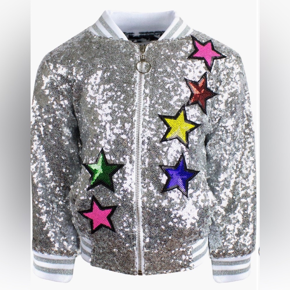 Lola + the Boys Unicorn Sequin Bomber Jacket